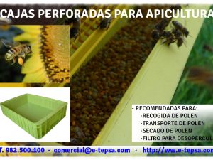 Cajas de plástico para recoger el polen de abeja en las explotaciones de apicultura